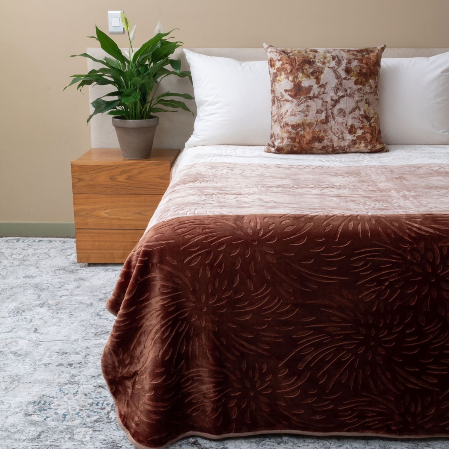 Colourful Faux Mink Blanket Brown Colourful Faux Mink Blanket Brown