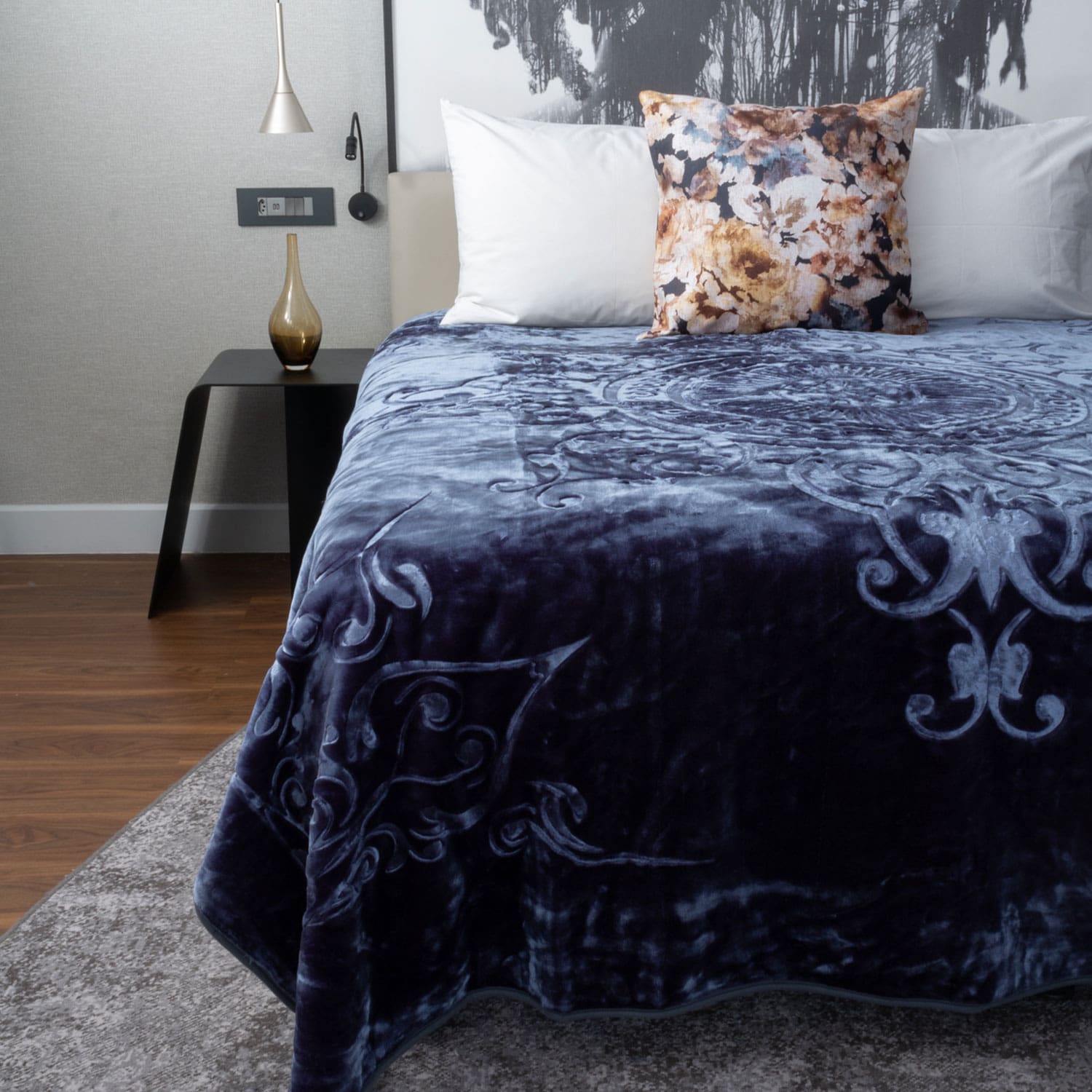 London Faux Mink Blanket Denim Blue London Faux Mink Blanket Denim Blue