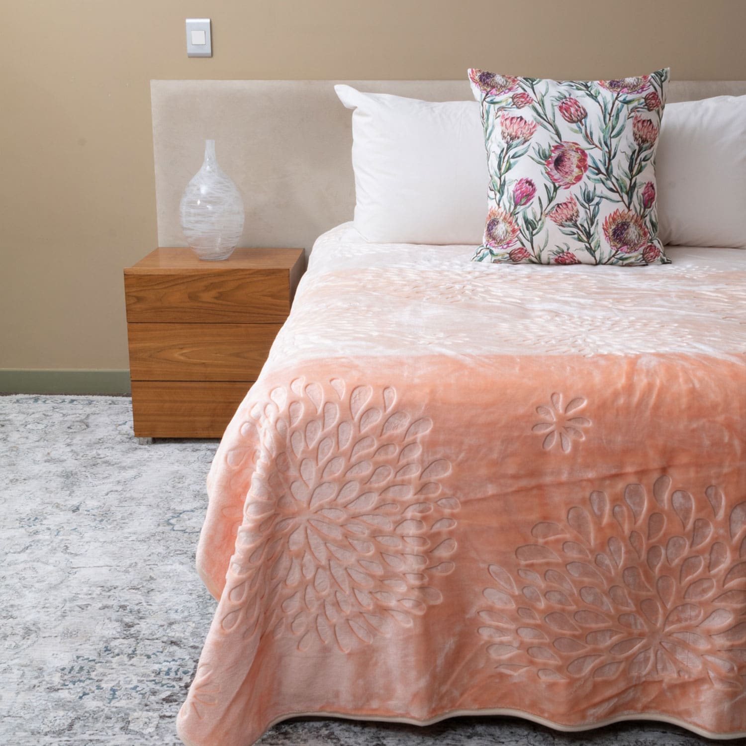 Colourful Faux Mink Blanket Peach Colourful Faux Mink Blanket Peach