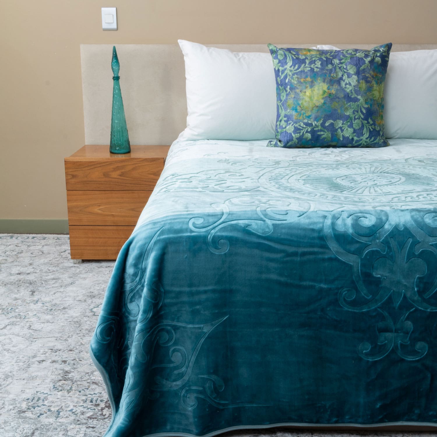 Colourful Faux Mink Blanket Teal Colourful Faux Mink Blanket Teal
