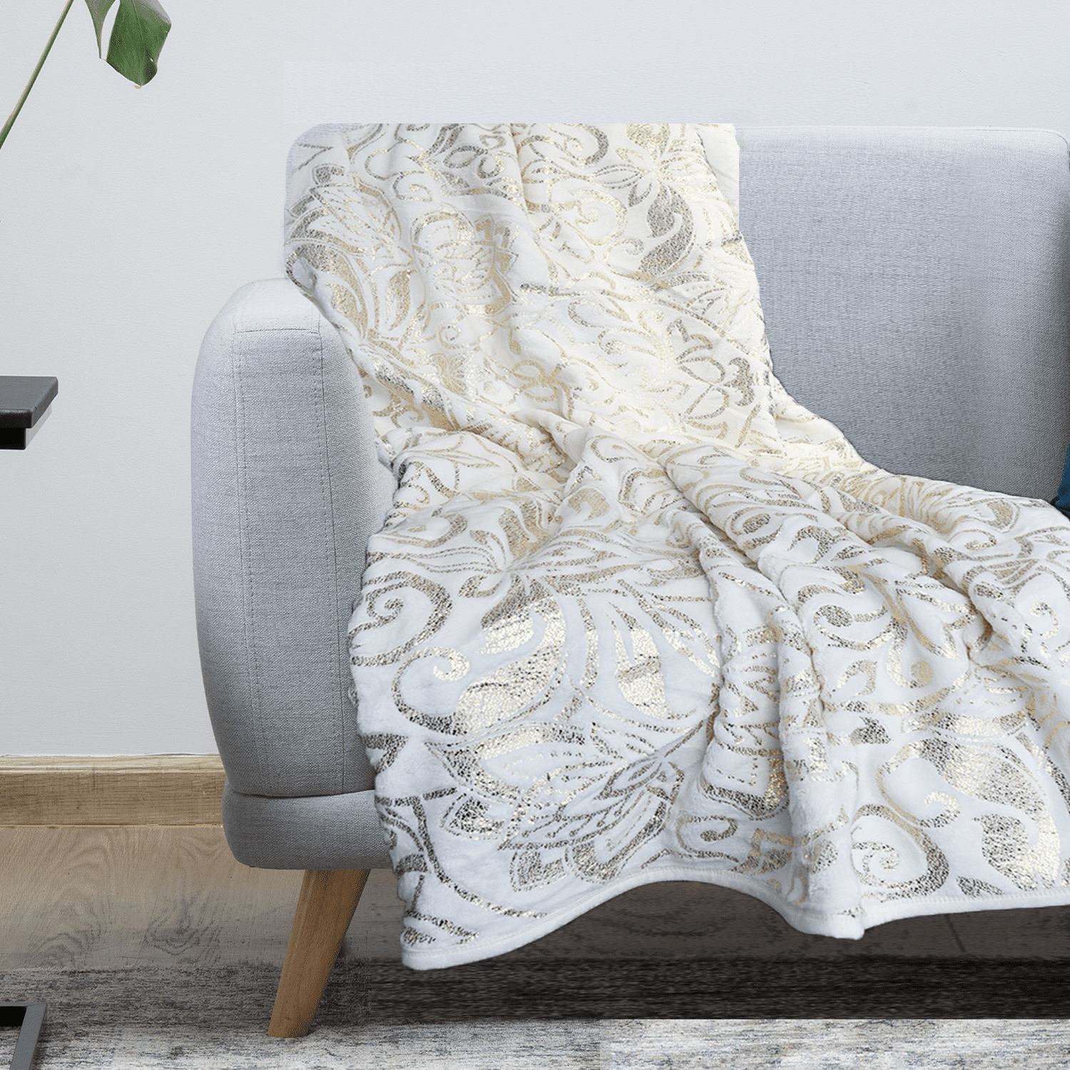 Cream & Gold Paisley Couch